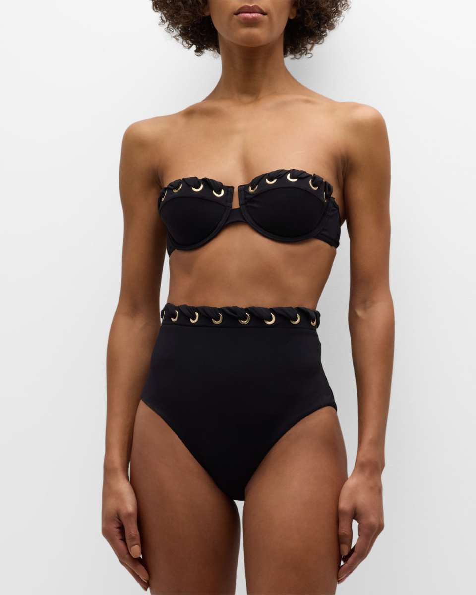 Alight Eyelet High-Waist Bikini Bottoms